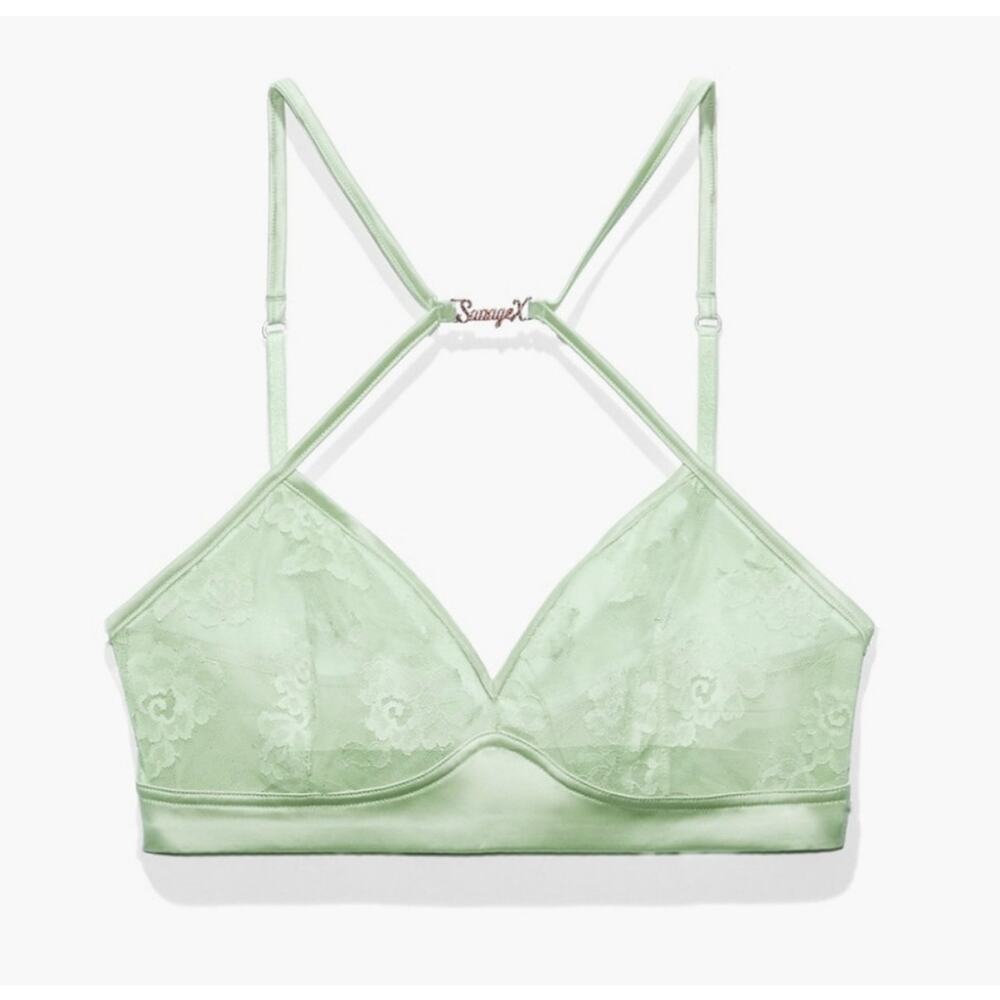 NWT Savage X Fenty “strap up” lace bralette - Large - Mint Green